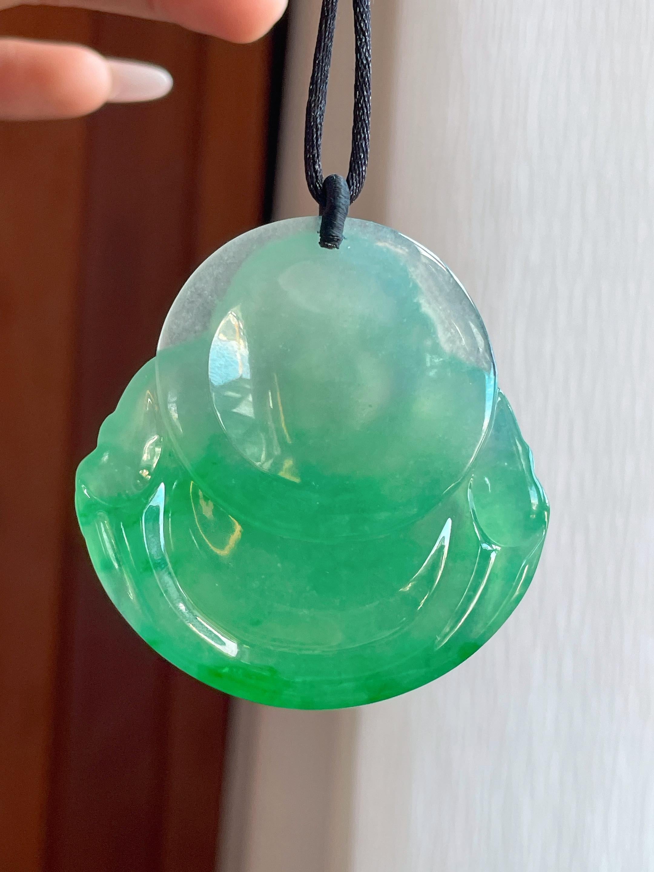 冰种飘阳绿翡翠佛公（yc319549）