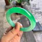 糯冰种阳绿圆条手镯（54mm）（yc292643）