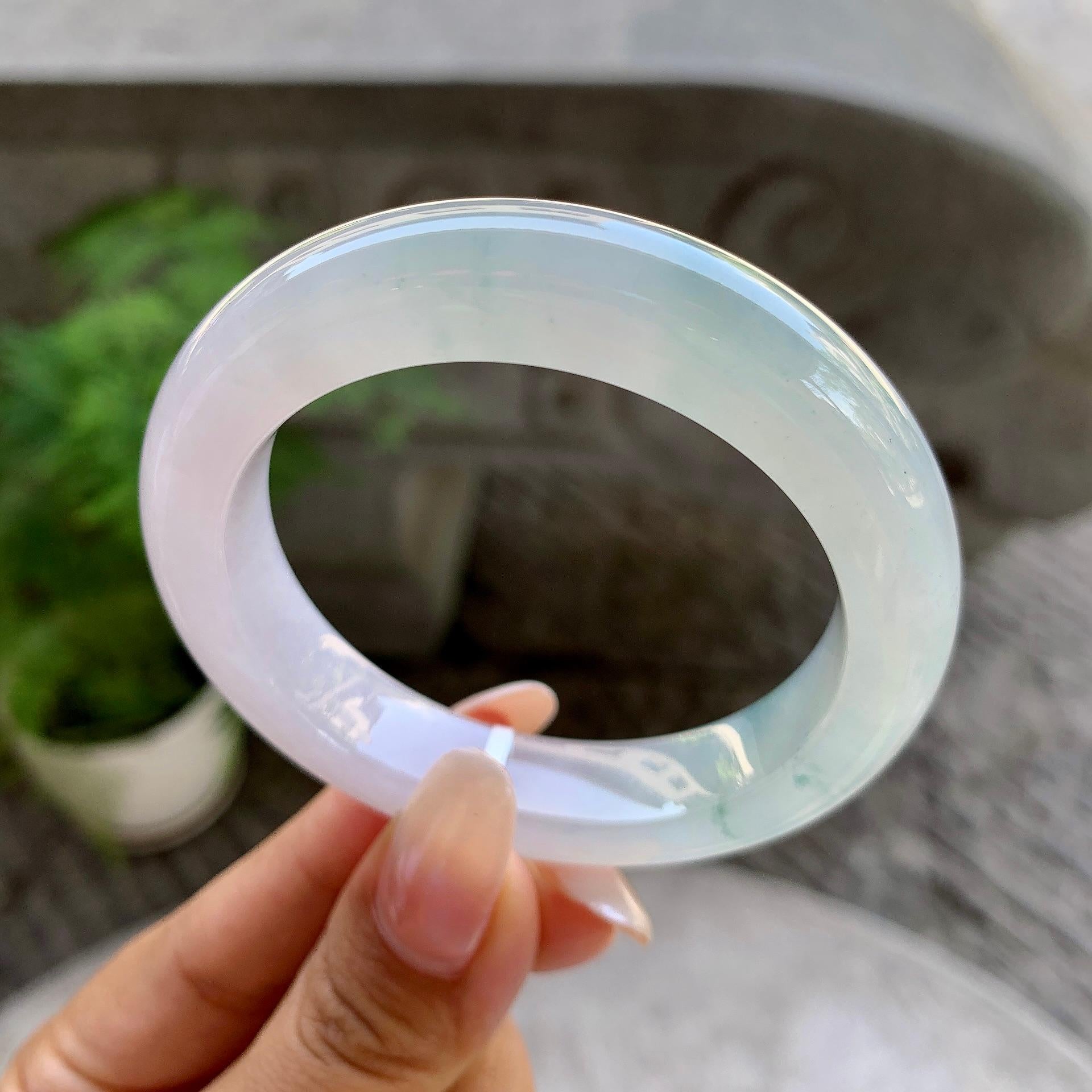 糯冰种飘花平安镯（50.7mm）（yc199558）