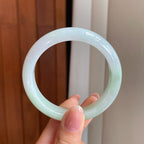 糯冰带色翡翠平安镯（55mm)（yc349374）