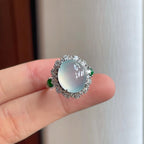 18k金镶冰种翡翠套链套装（yc251678）