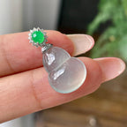 18k金镶冰种无色葫芦吊坠       天然缅甸A货翡翠（yc431661）