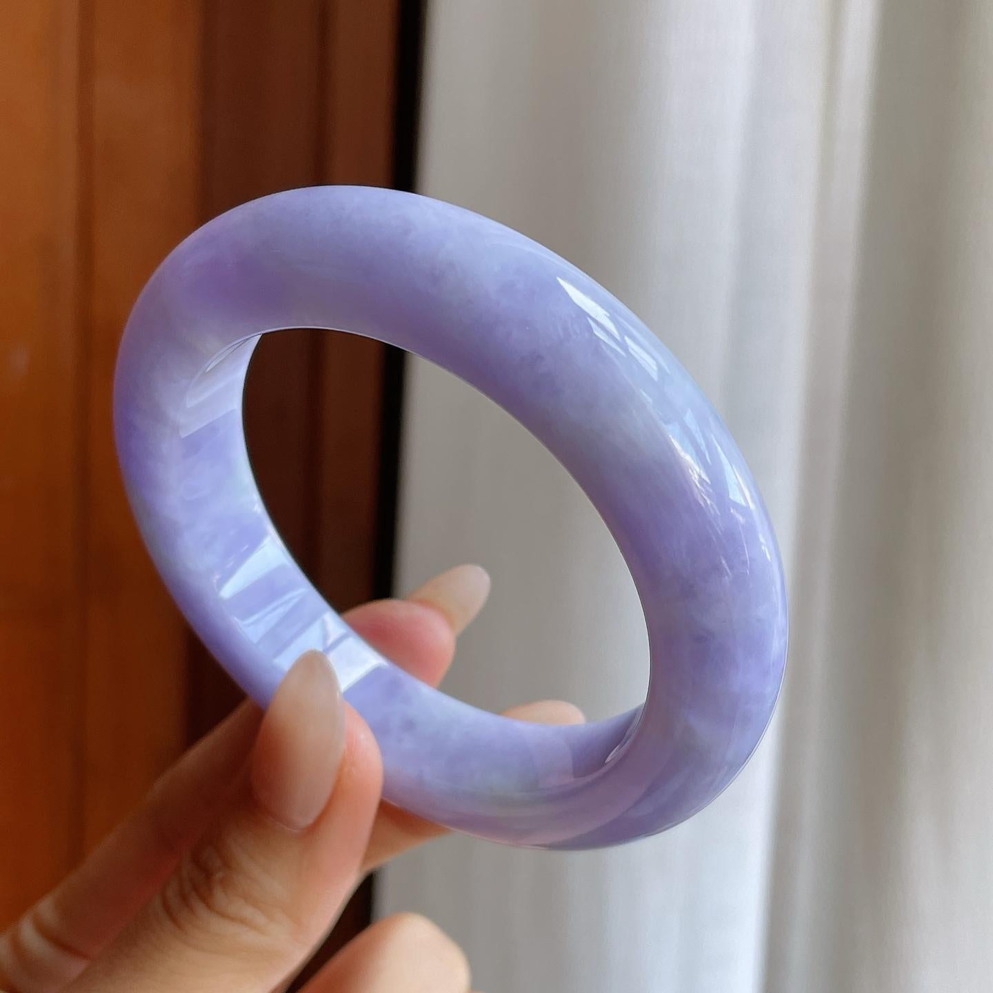 糯种紫罗兰翡翠平安镯（58.3mm）（yc242098）