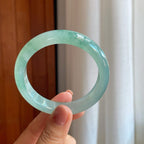 冰种蓝底飘花翡翠平安镯（57.7mm）（yc278701）