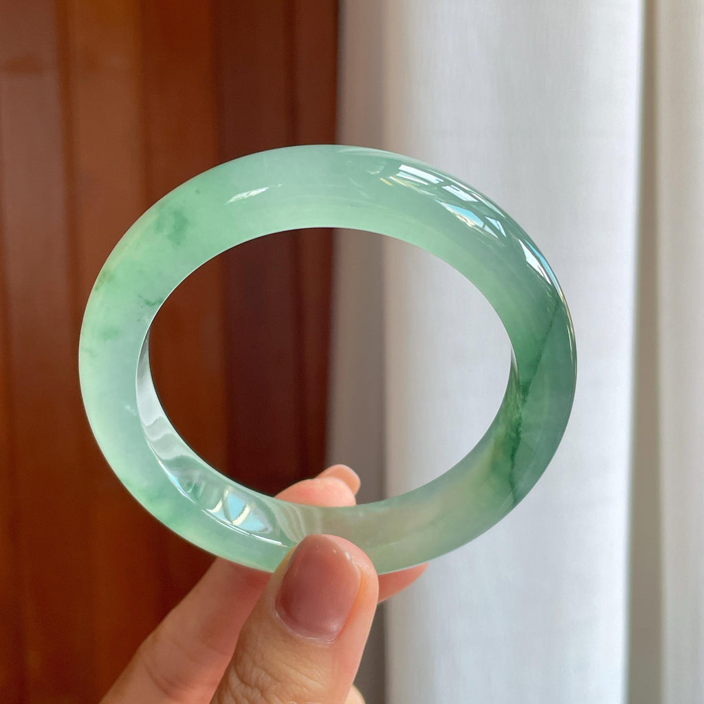 冰种飘花翡翠平安镯（56.5mm）（yc283307）