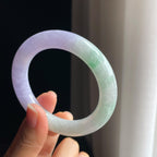 糯冰春带彩翡翠圆条手镯（55.2mm)（yc348941）