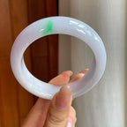 糯冰带色宽版翡翠平安镯（57mm）（yc365768）