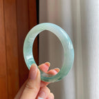 糯冰飘花翡翠平安镯（57mm)（yc374199）