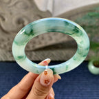 糯冰种飘花圆条手镯（51.5mm）（yc249455）