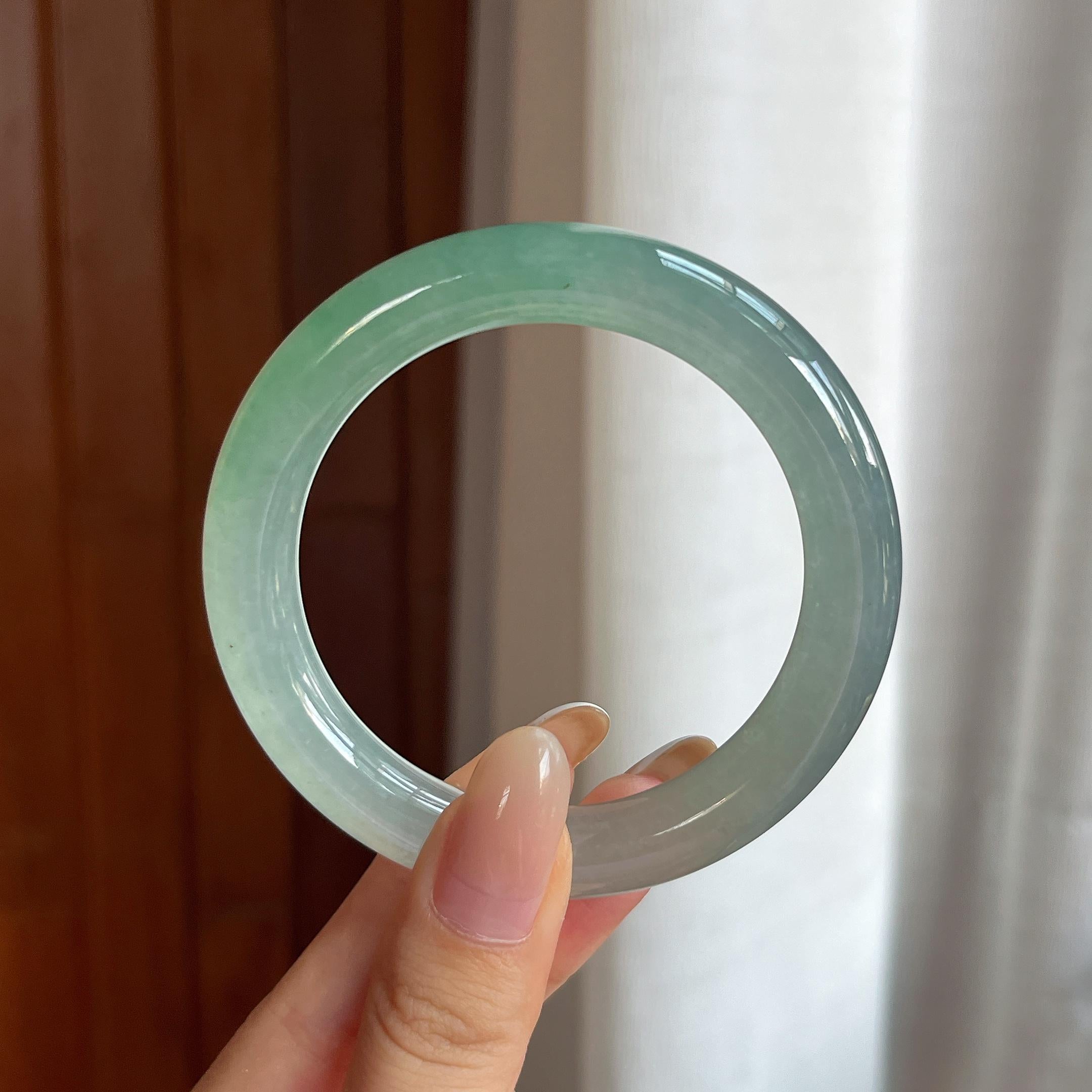 冰种带底色翡翠圆条手镯（54.4mm)（yc415351）