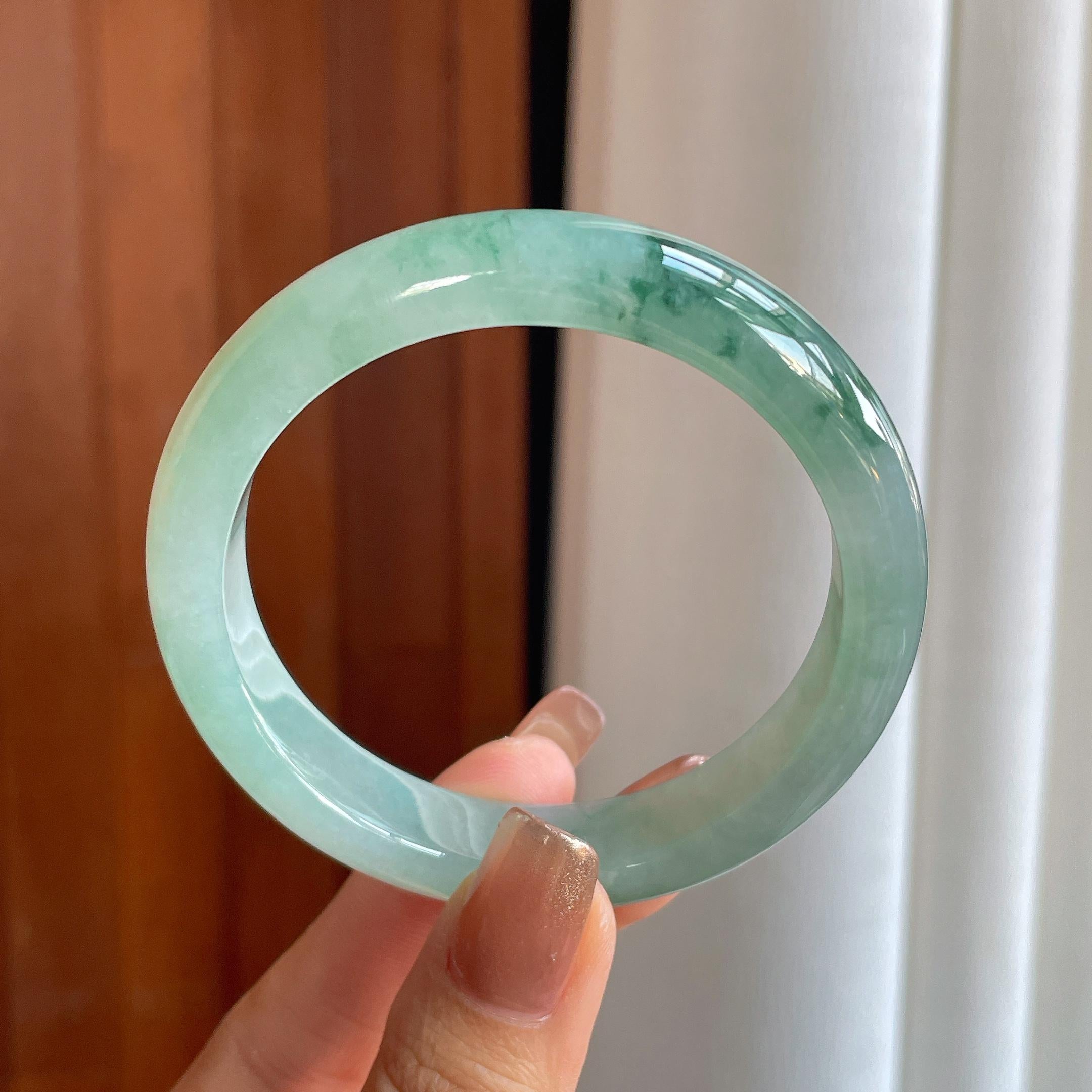 糯冰飘花翡翠平安镯（57.3mm）（yc366940）
