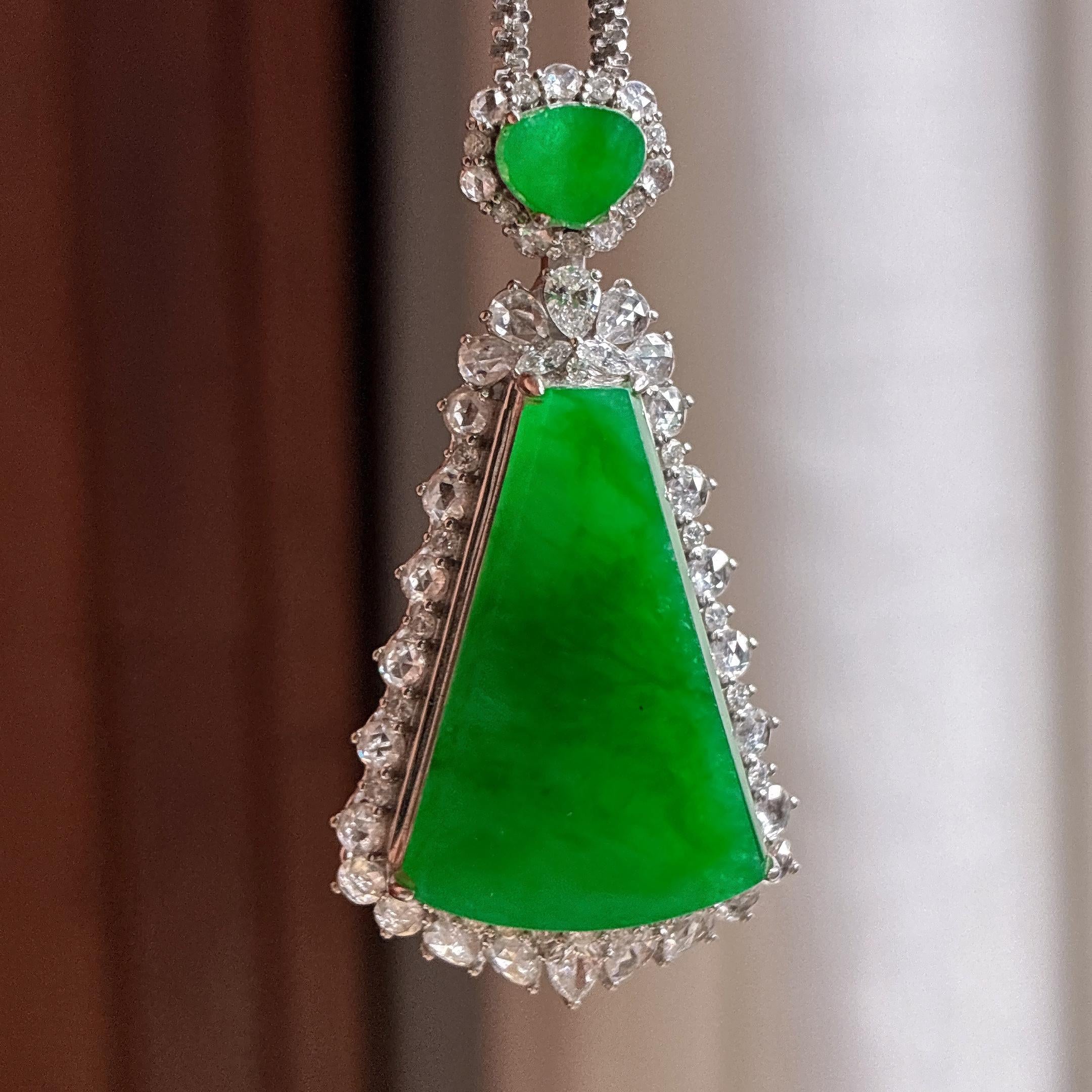 18k金镶冰种满绿无事牌挂件 天然缅甸A货翡翠（yc495814）