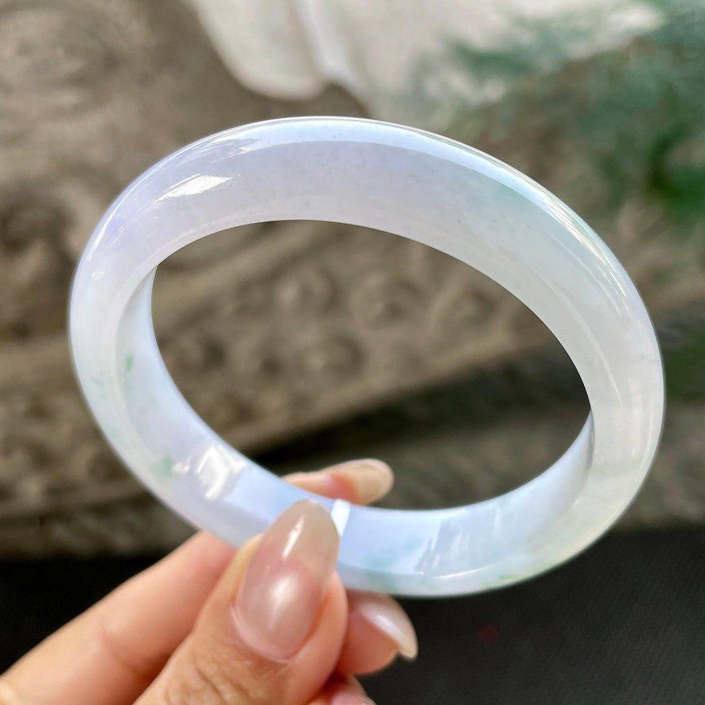 细糯种飘蓝花正圈平安镯57.7圈     天然缅甸A货翡翠（yc348221）