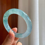 冰玻种飘花翡翠圆条手镯（56mm）（yc329516）