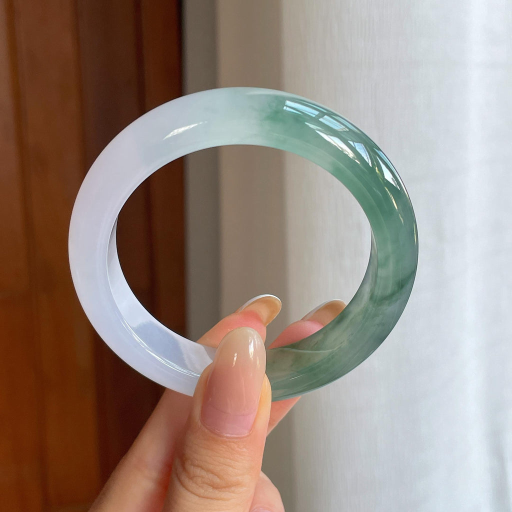 冰种飘花翡翠平安镯（53.6mm)（yc423161）