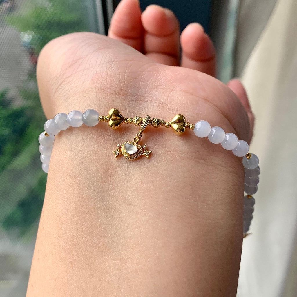 糯冰种淡紫罗兰手链（yc230955）