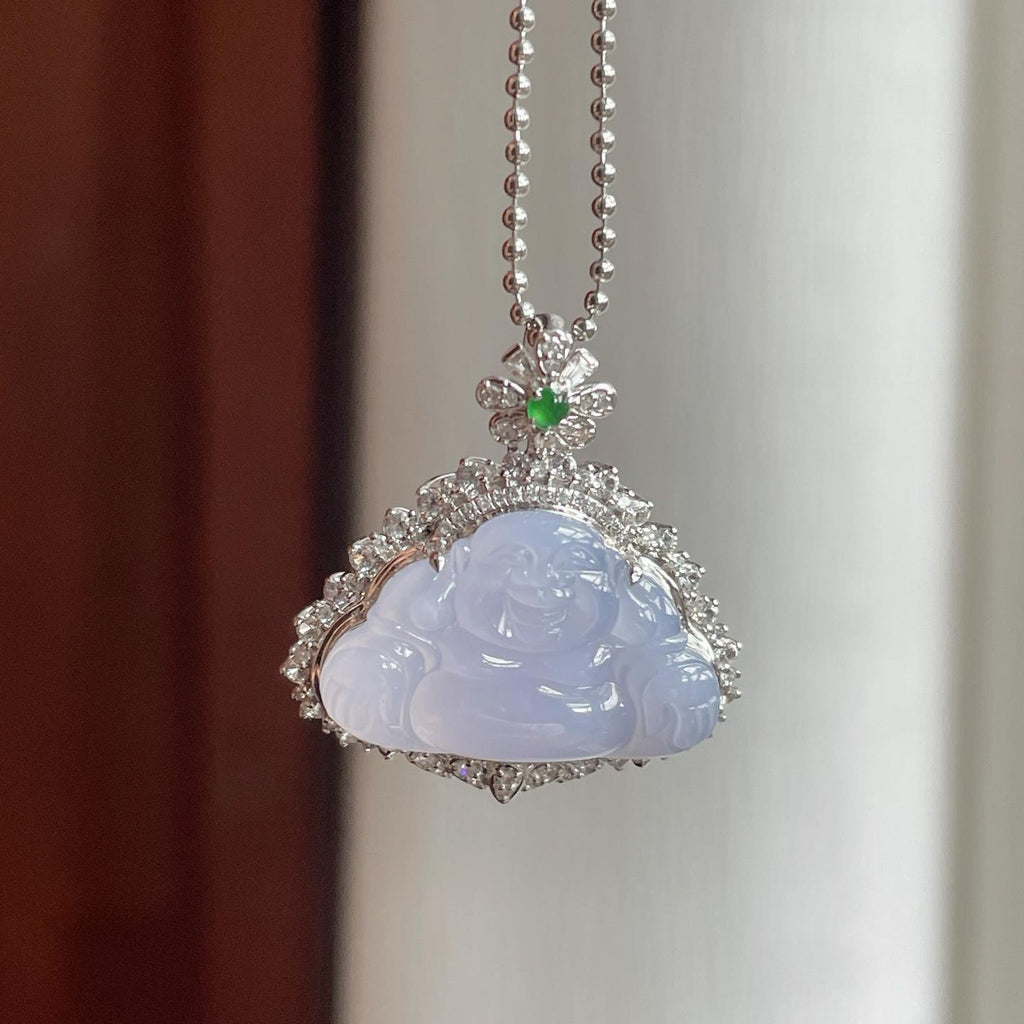 18k金钻镶冰种紫罗兰翡翠佛公（yc185584）