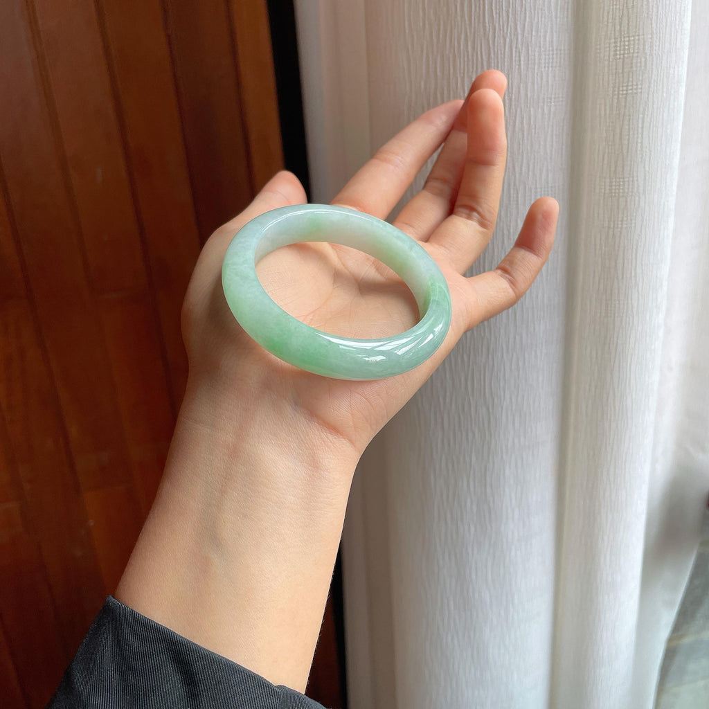 糯冰果绿翡翠平安镯（53mm）（yc343363）