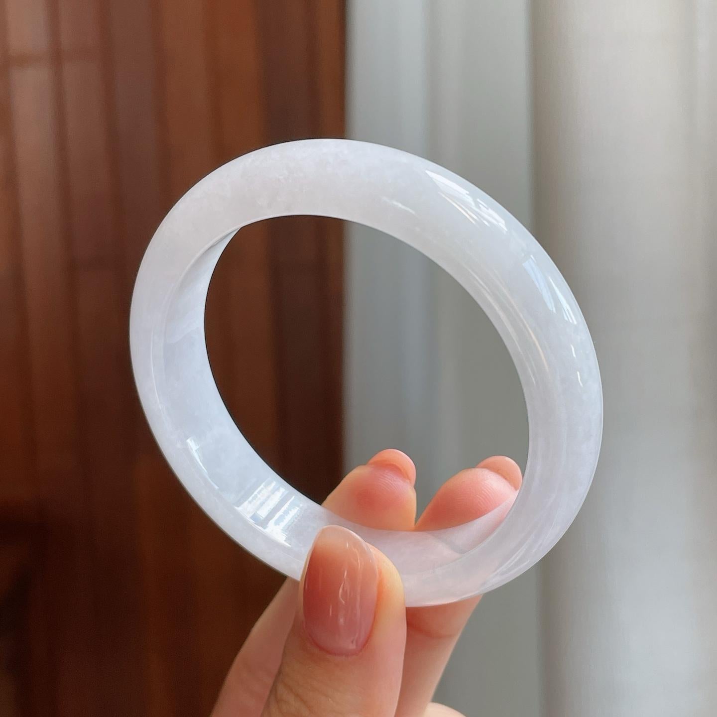 糯冰种白月光翡翠平安镯（53.2mm)（yc322609）