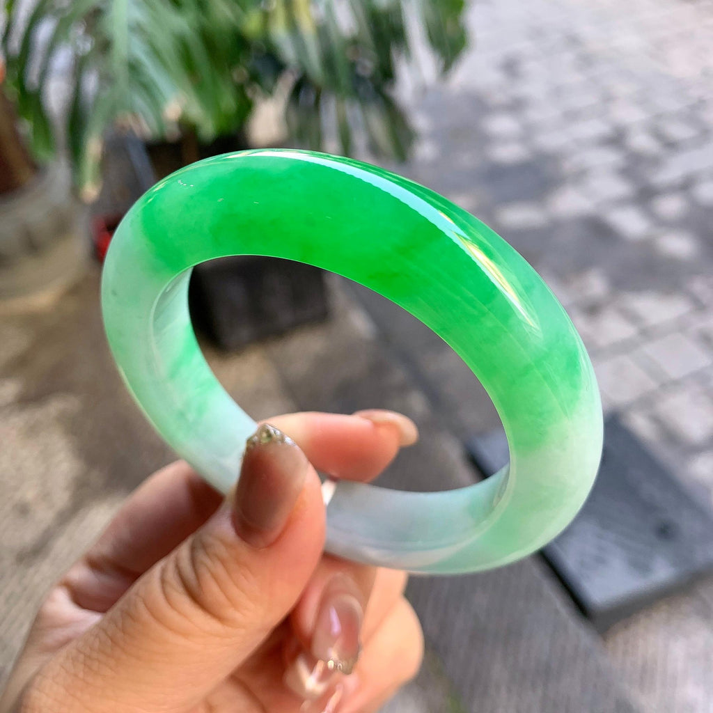 糯冰种飘阳绿平安镯（54.6mm）（yc292672）