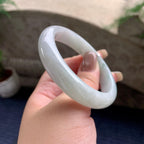 细糯种飘蓝花正圈平安镯  54圈口  天然缅甸A货翡翠（yc441176）