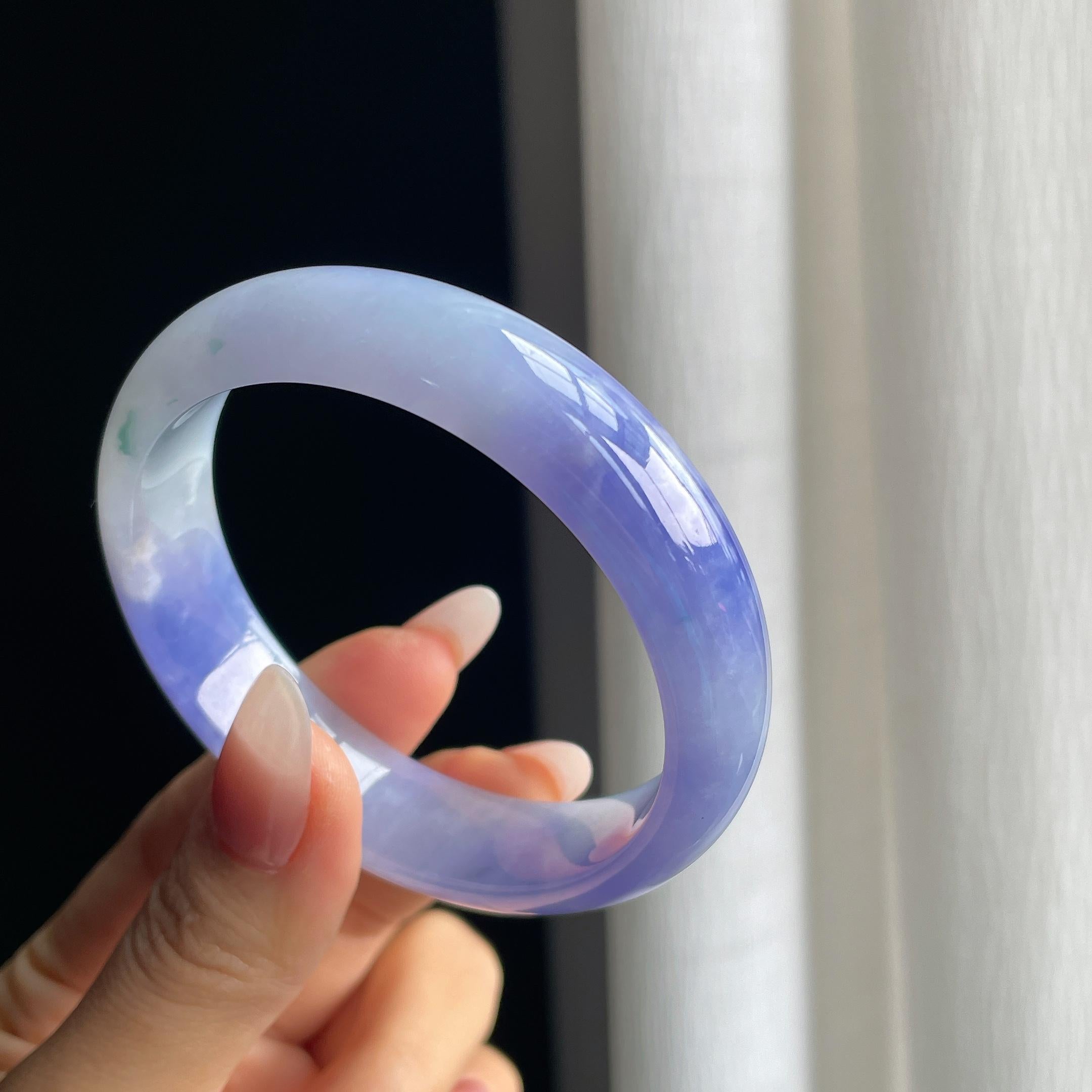 糯冰紫罗兰飘花翡翠平安镯（57.5mm）（yc294865）