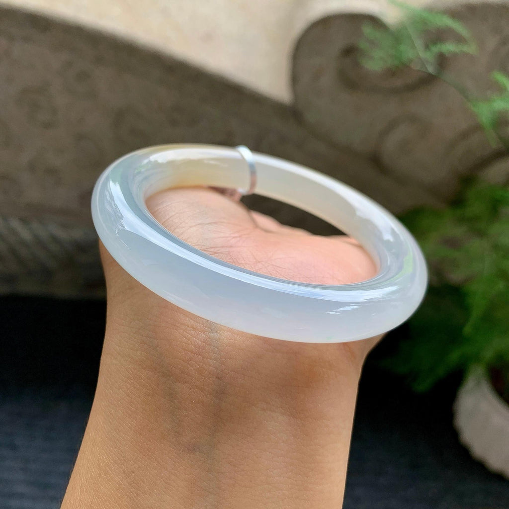 糯冰种飘黄翡圆条手镯（55.3mm）（yc195927）