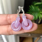 18K金钻镶糯冰种紫罗兰环环相扣耳坠（yc253840）