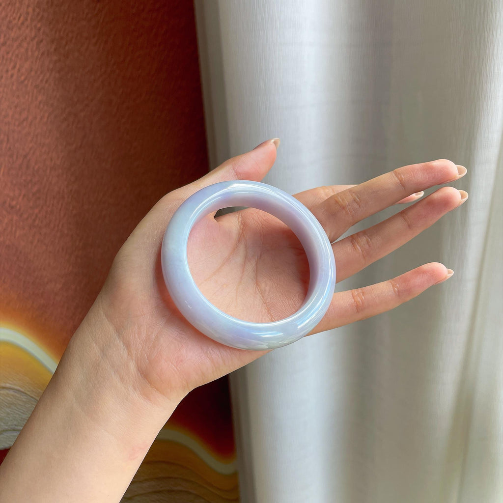细糯冰紫罗兰正圈平安镯 54圈 天然缅甸A货翡翠（yc698986）