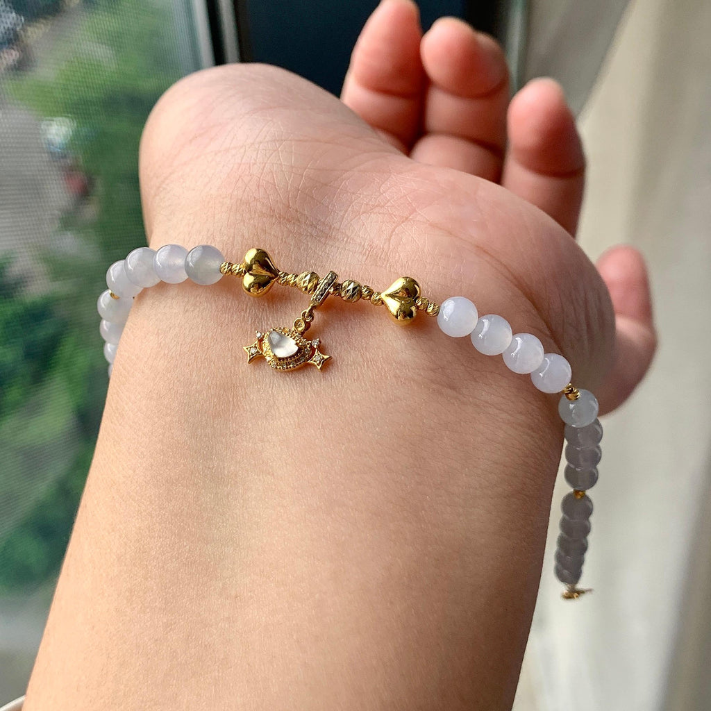 糯冰种淡紫罗兰手链（yc230955）