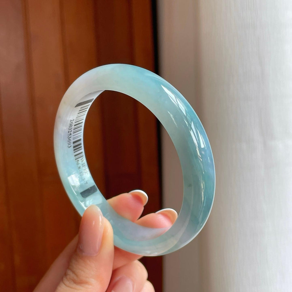 冰种蓝晴翡翠平安镯（54.6mm)（yc373450）