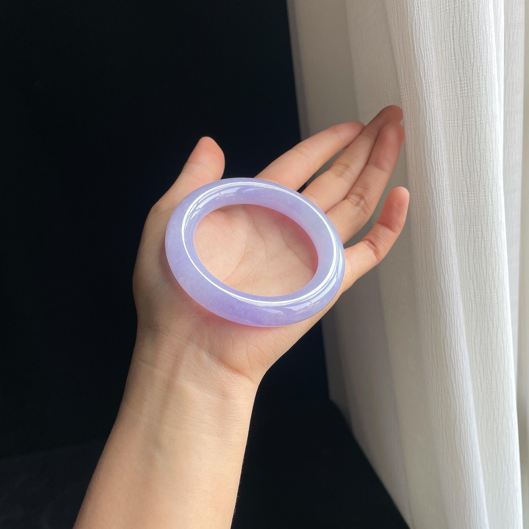 糯冰紫罗兰翡翠圆条手镯（54.8mm)（yc349443）