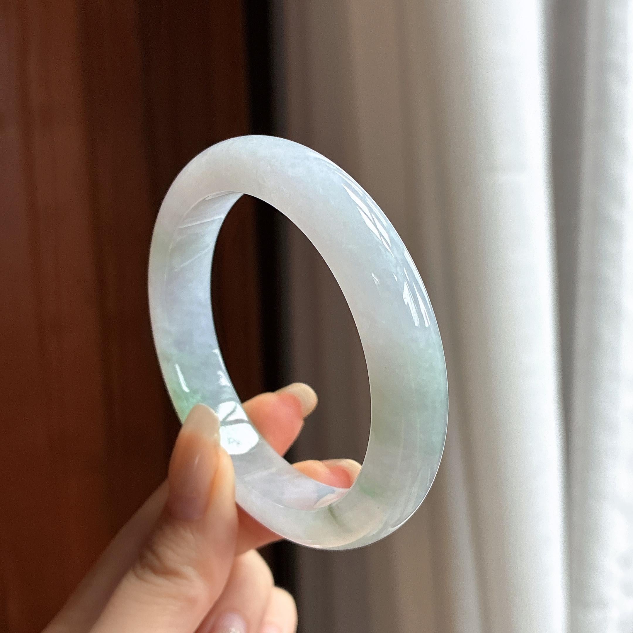 糯冰飘花正圈平安镯 56圈 天然缅甸A货翡翠（yc463036）