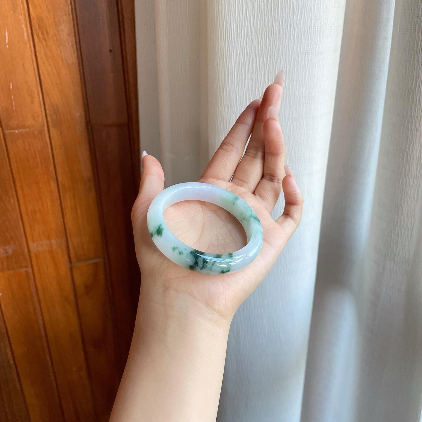 糯冰飘花翡翠平安镯（54.2mm）（yc277406）