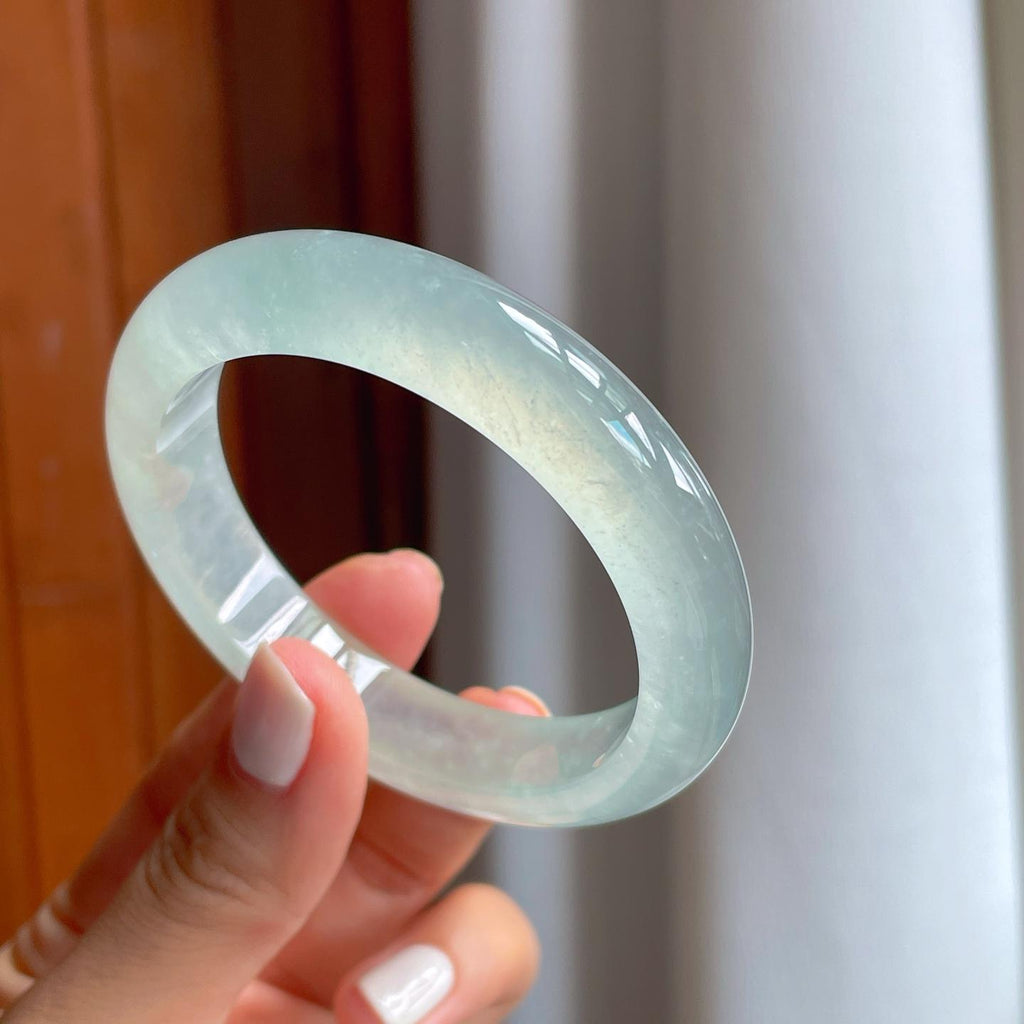 冰种淡底色翡翠平安镯（54.5mm）（yc247187）