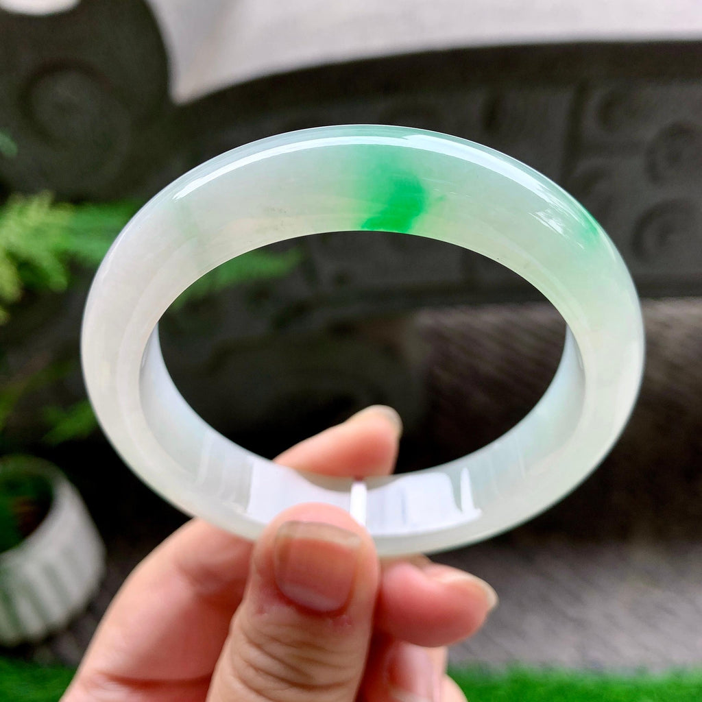 细糯种飘阳绿平安镯（56.5mm）（yc254093）