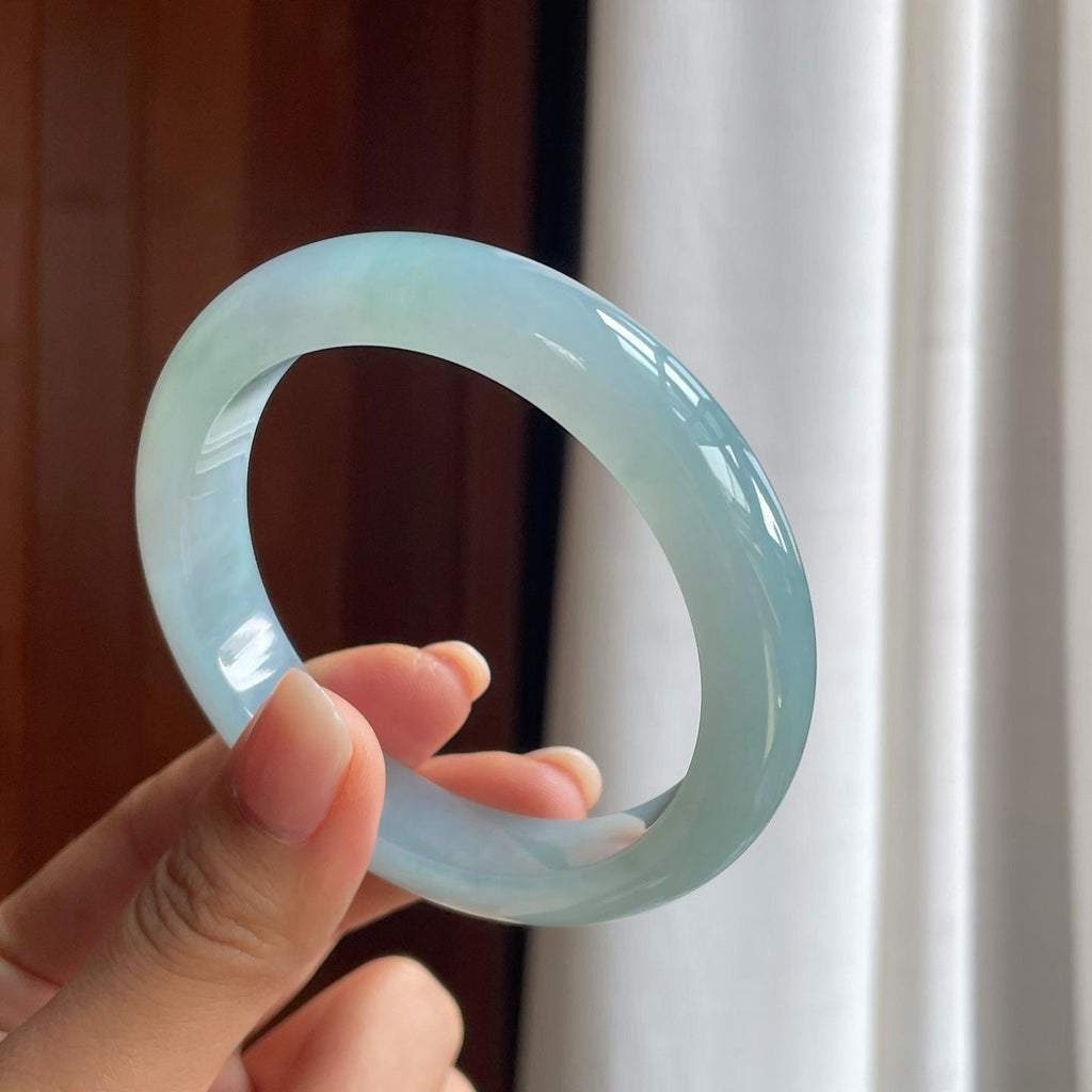 糯冰蓝晴底翡翠平安镯（58mm）（yc397207）