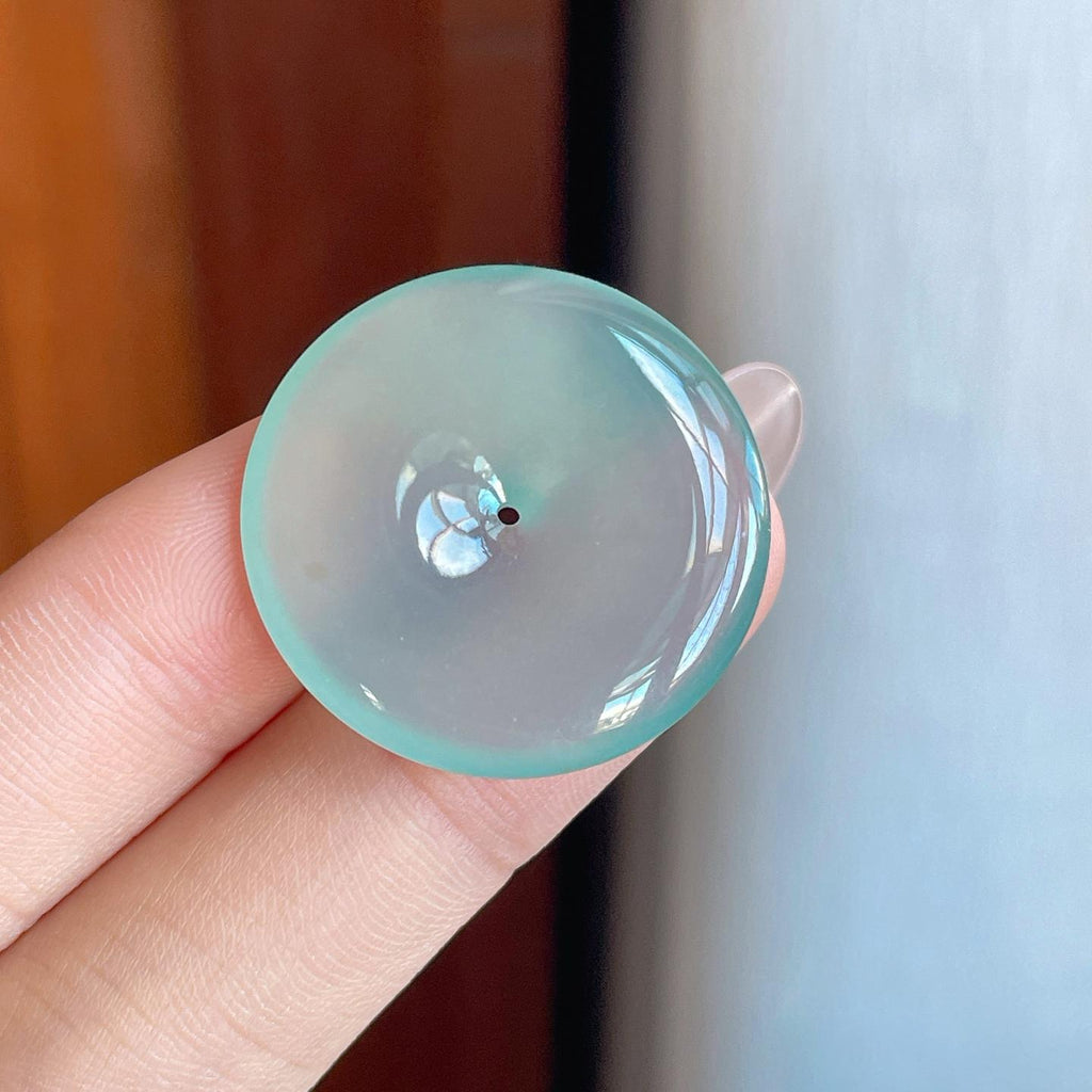 冰种蓝底翡翠平安扣（yc242739）