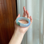 冰种紫罗兰飘花宽版翡翠平安镯（57mm）（yc335314）