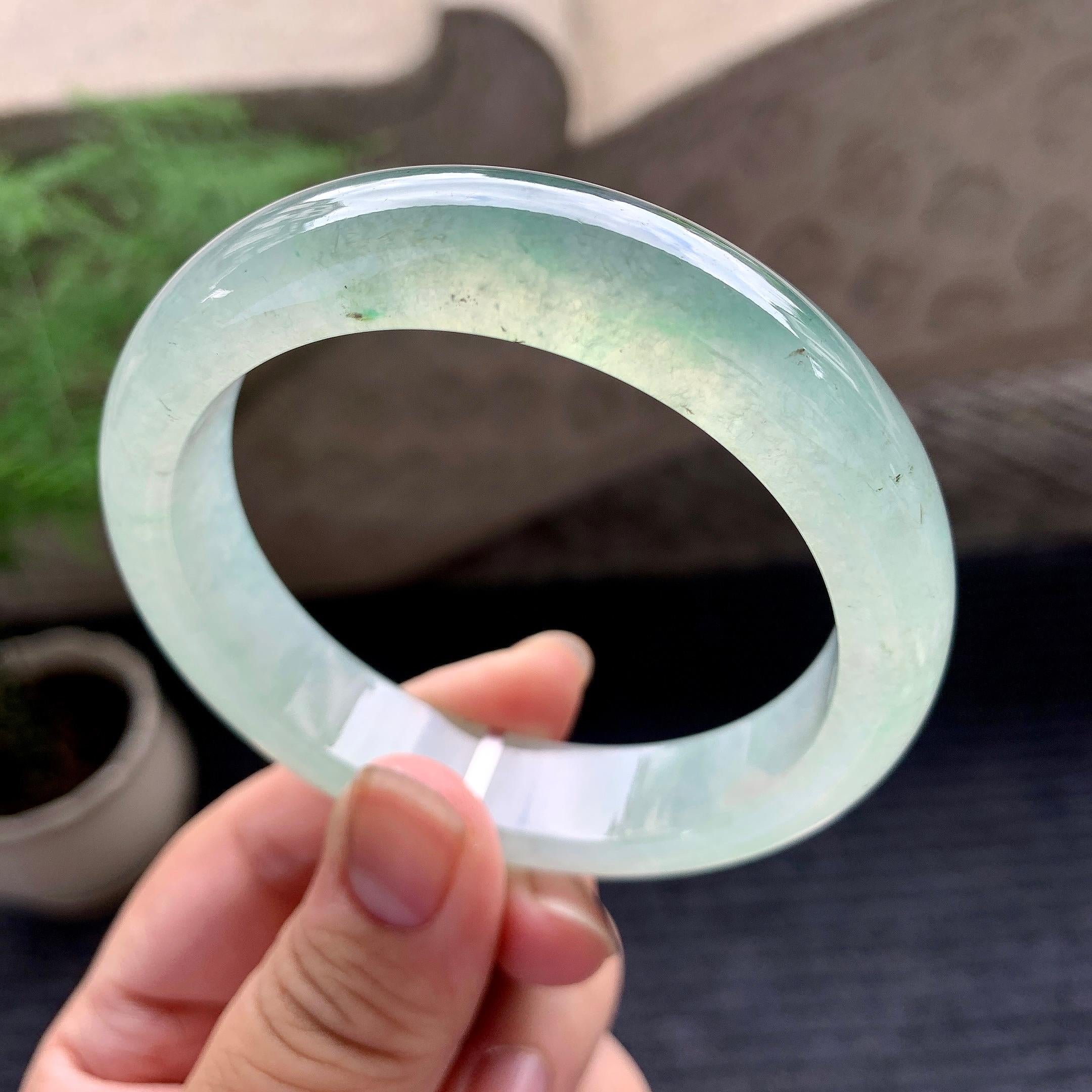 糯冰种晴水平安镯（57.3mm）（yc195953）