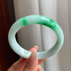糯冰种带色翡翠平安镯（52mm）