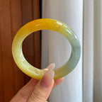 糯冰黄翡翡翠平安镯（58mm）（yc268219）