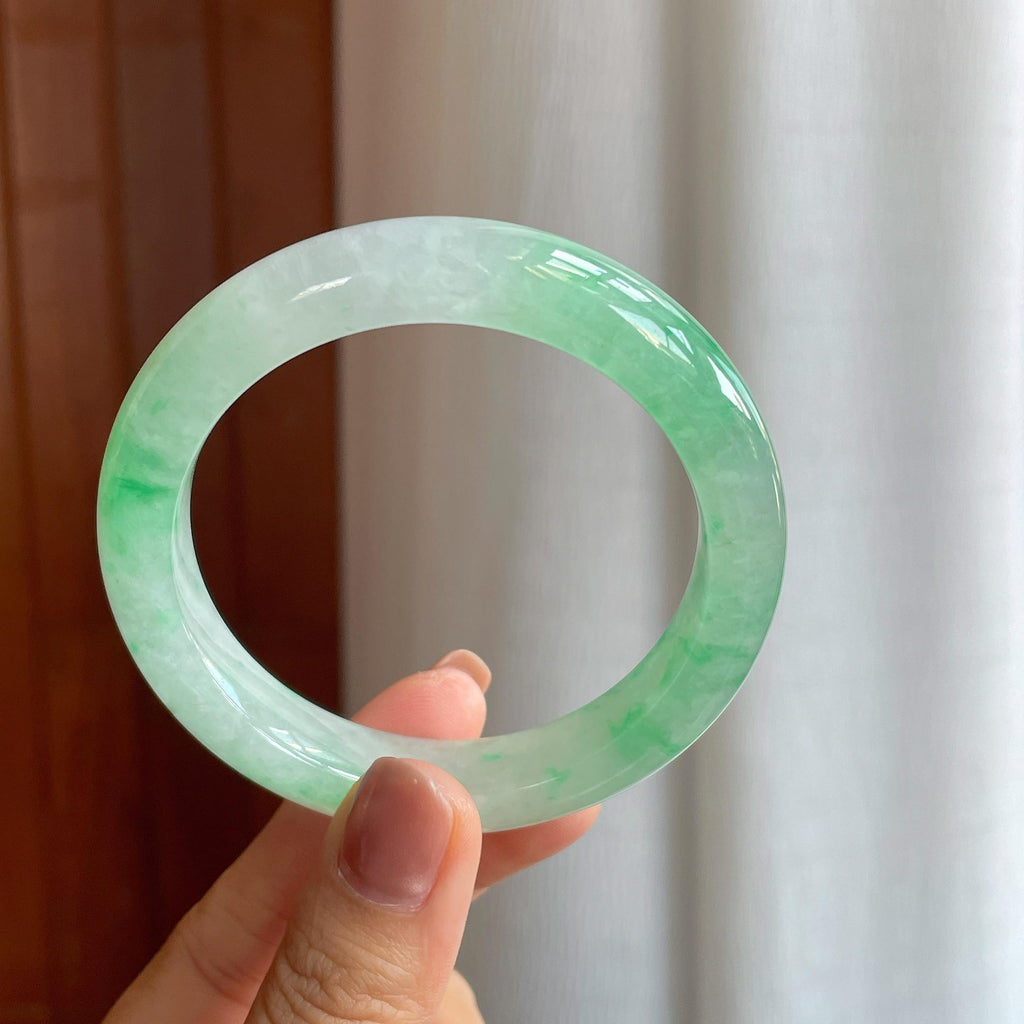 糯冰带色翡翠平安镯（56mm）（yc283270）