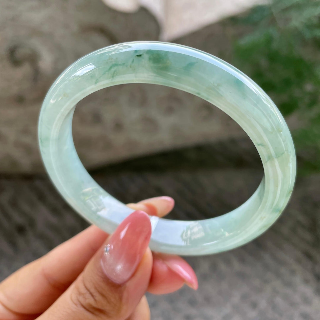 细糯种飘花正圈平安镯56.8圈       天然缅甸A货翡翠（yc431605）