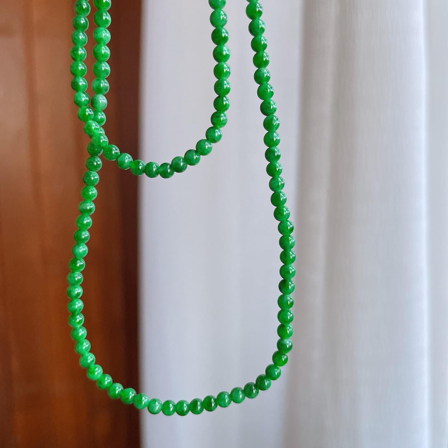 糯冰满绿小米珠翡翠珠串项链（yc239287）