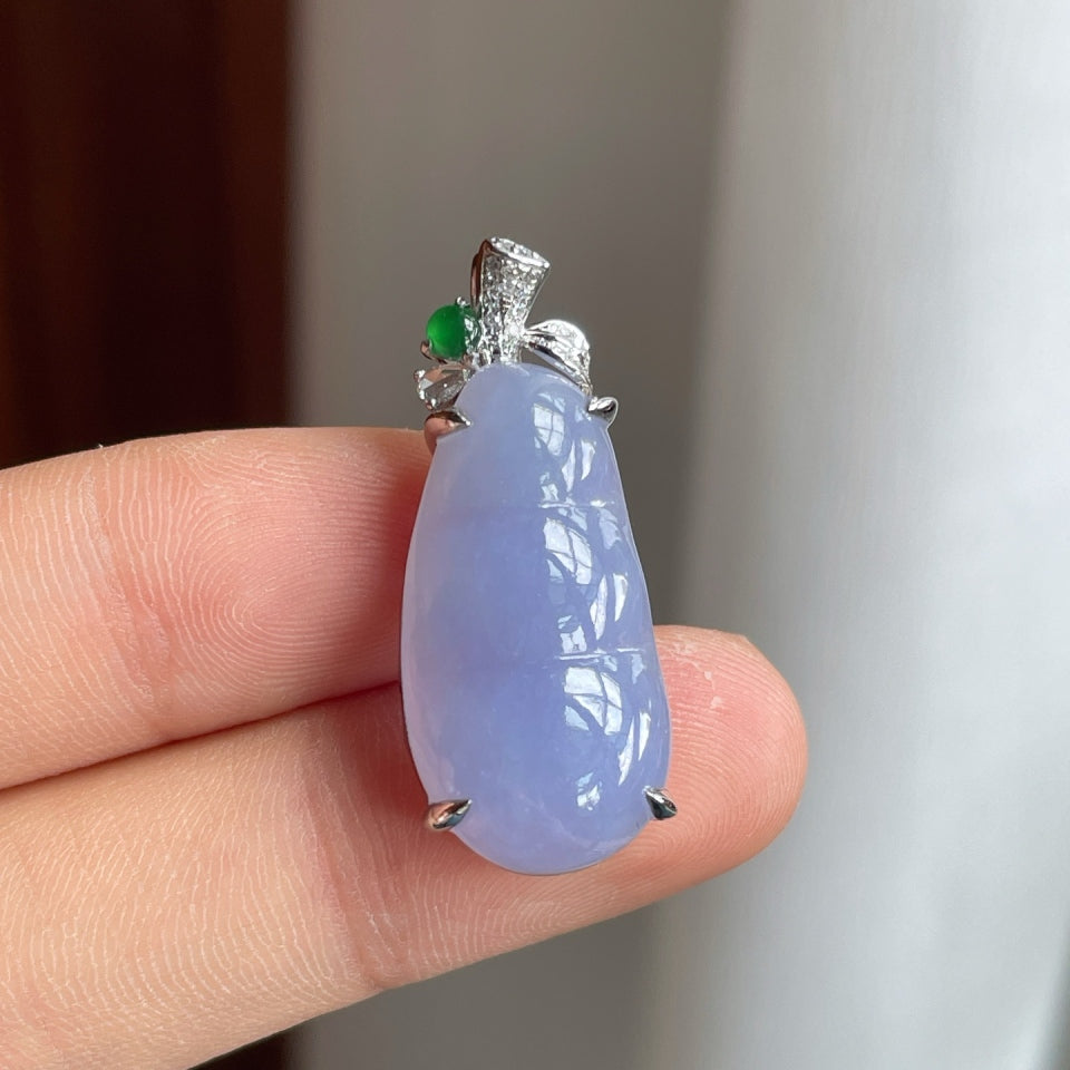 18k金钻镶糯冰紫罗兰翡翠豆子（yc175322）