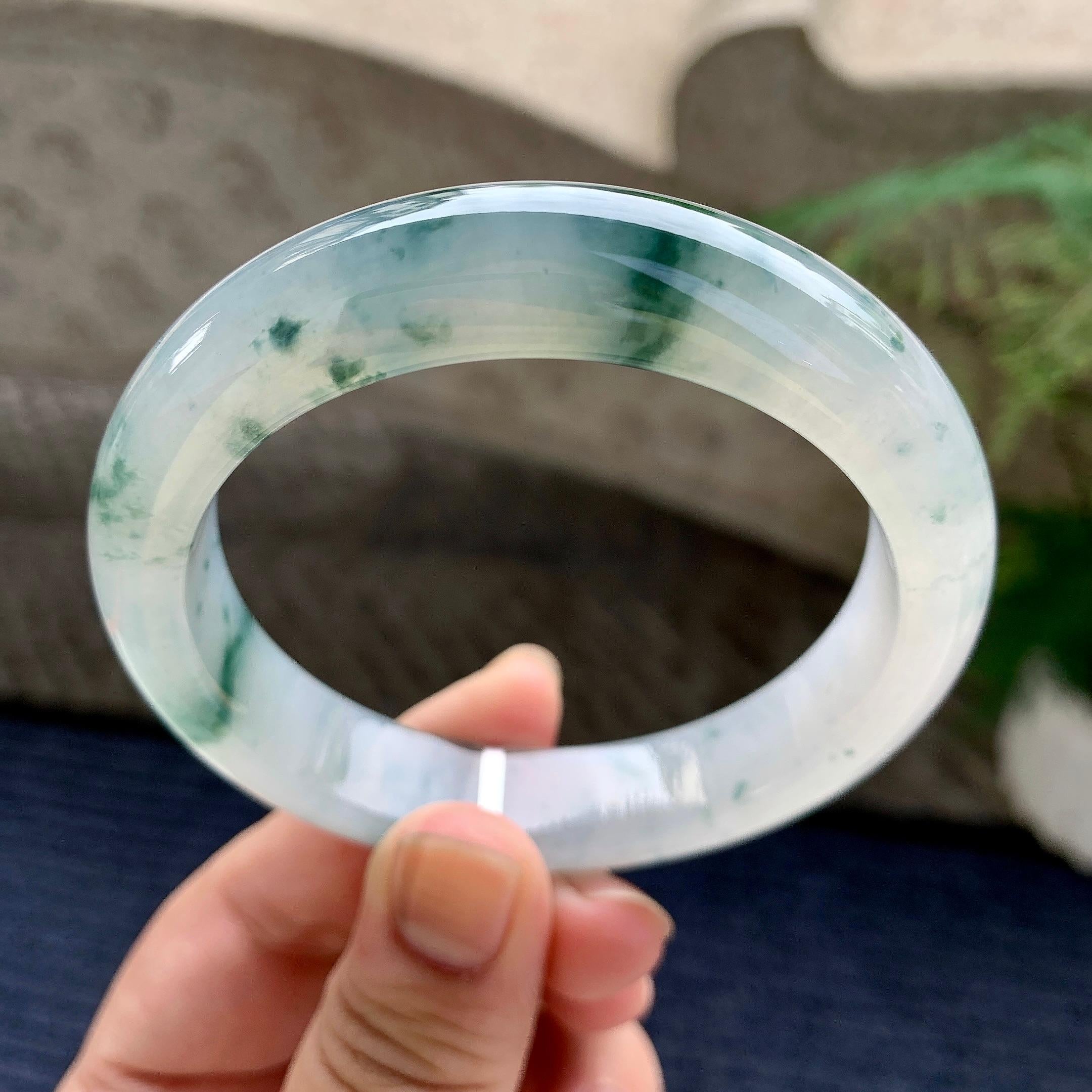 糯冰种飘花平安镯（57.7mm）（yc233906）