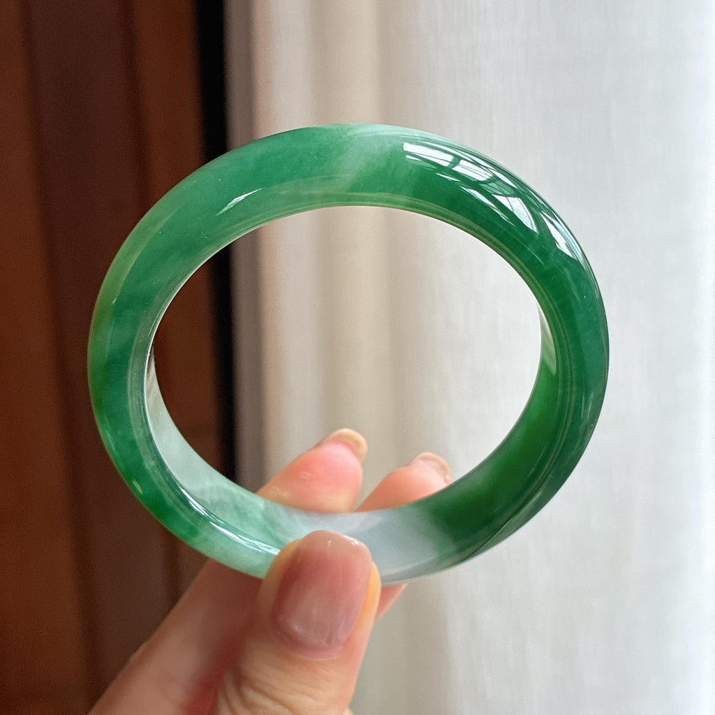 冰种带色翡翠平安镯（53.2mm)（yc424263）