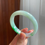 糯冰飘花翡翠平安镯（56mm)（yc323899）