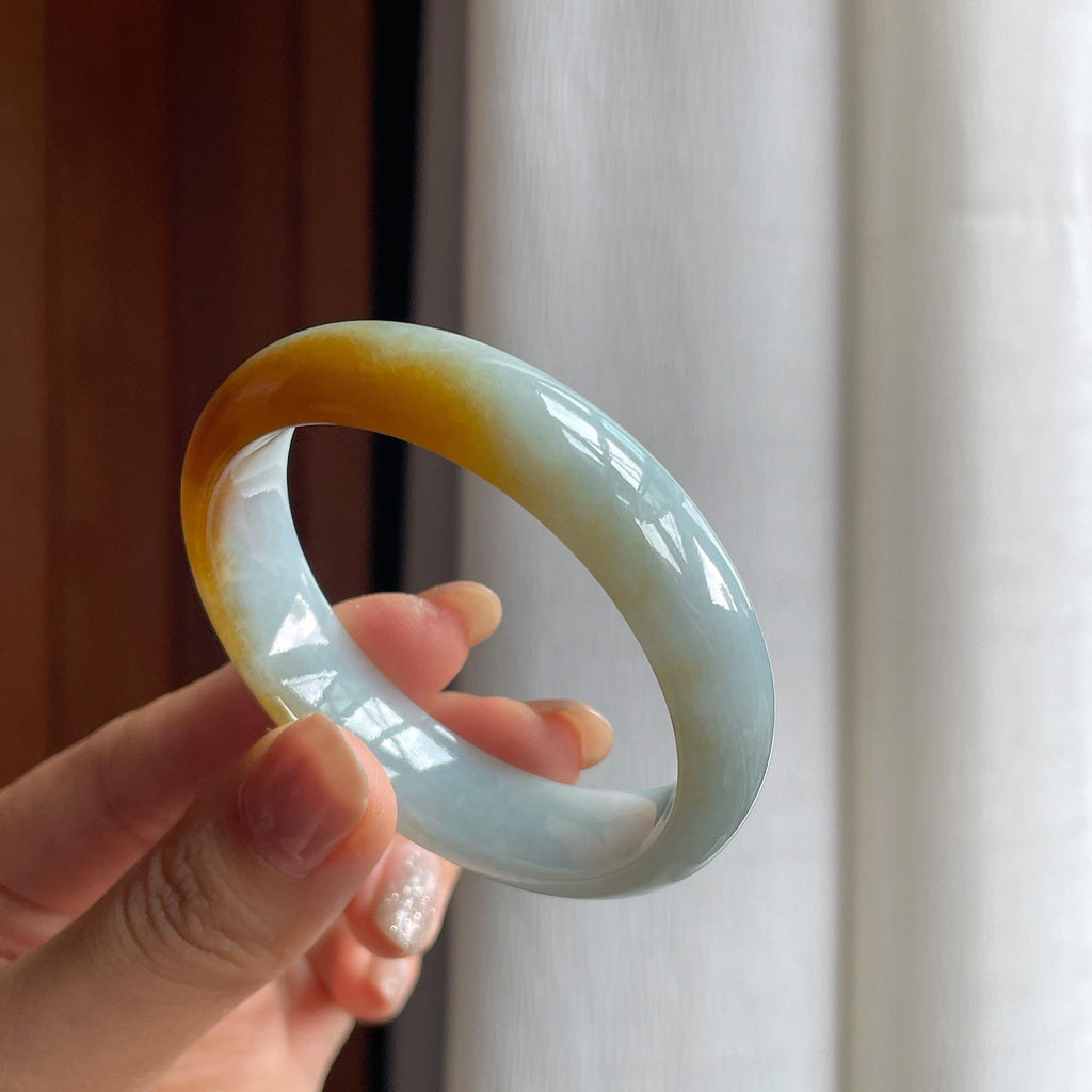 糯冰黄翡翡翠贵妃镯(51mm)（yc413636）